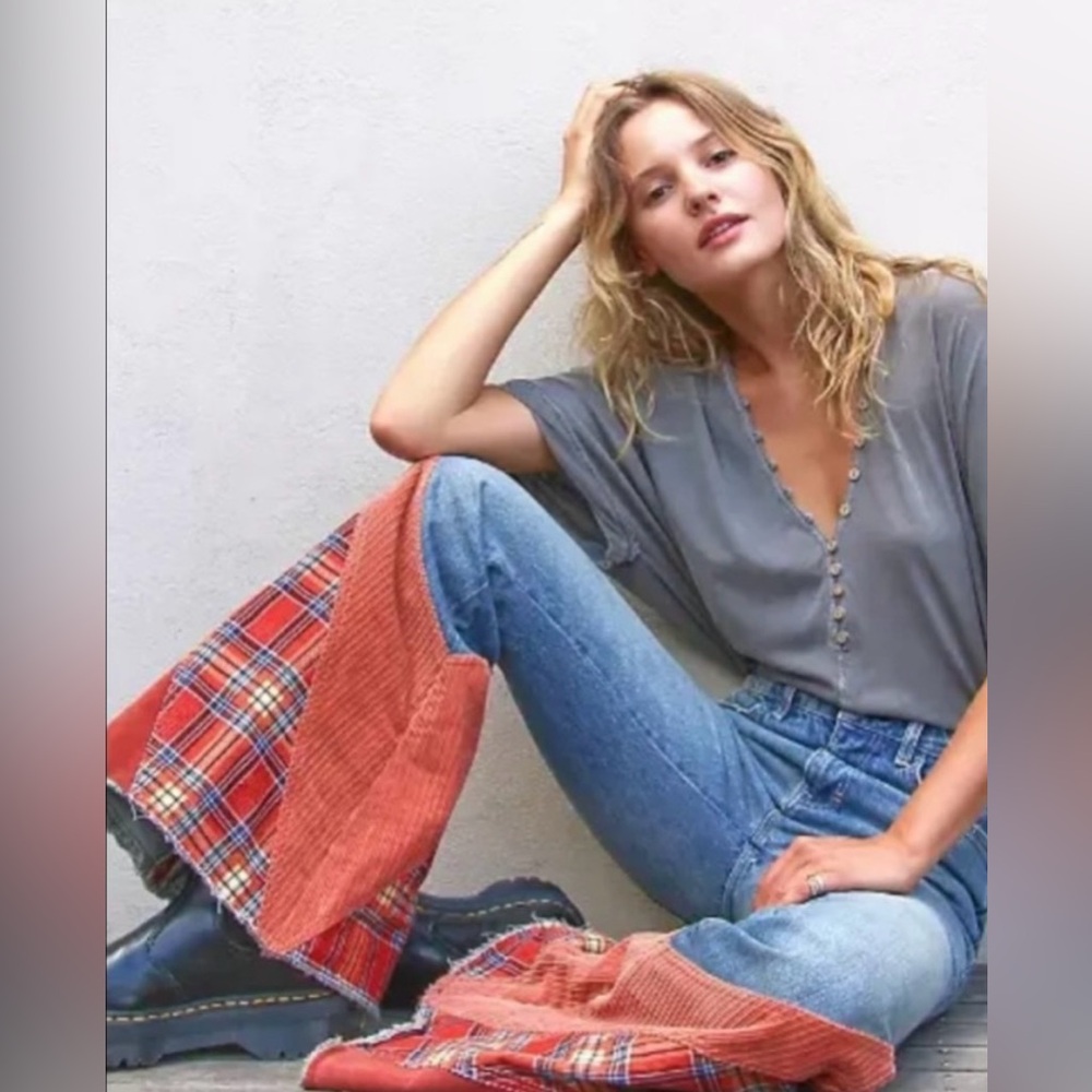 Free people flashback flared Mix Print contrast